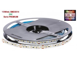 Tira LED 5 mts Flexible 24V 90W 980 Led SMD 3014 IP20 Blanco Cálido, serie PREMIUM IRC >90